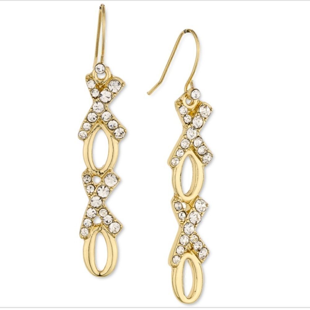 Holiday Lane Gold-Tone Pave Xoxo Drop Earrings